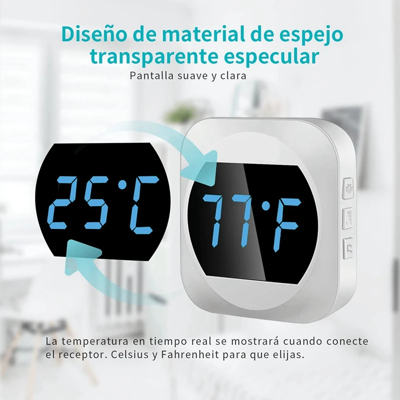 Wireless Doorbell With 2X Plug In Receiver And Button Transmitter + Room Display Thermometer US Plug-FS-PHFU