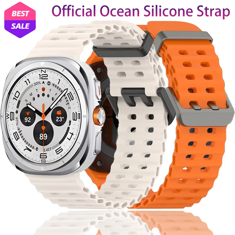 Фото Силиконовый ремешок Ocean для Samsung Galaxy Watch Ultra 47 мм, официальный сменный ремешок для часов, дышащий ремешок Galaxy Watch Ultra Belt №1