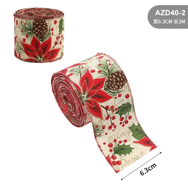 

Рождественские льняные ленты с принтом