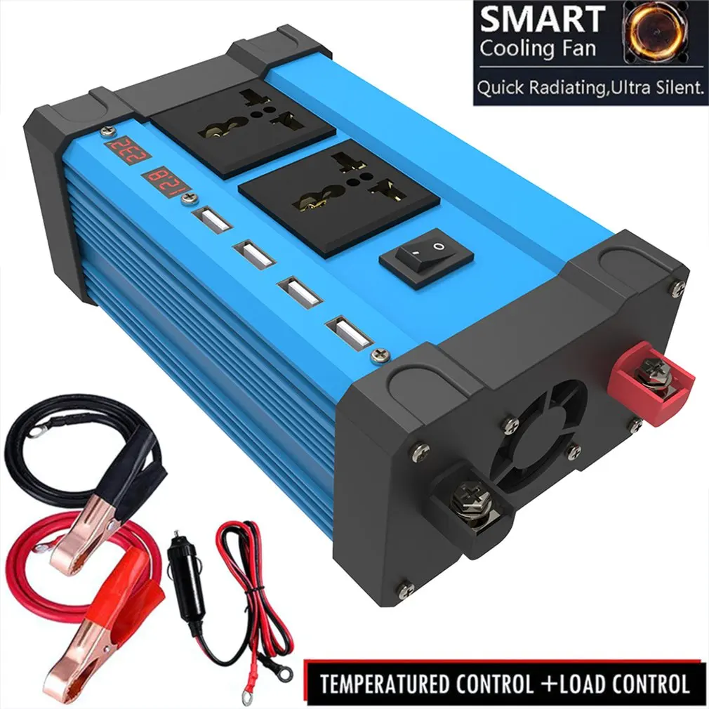 

Inverter 300w Converter DC 12V To AC Intelligent Color Display Usb 3.6A Quick Charge Automobile Accessories