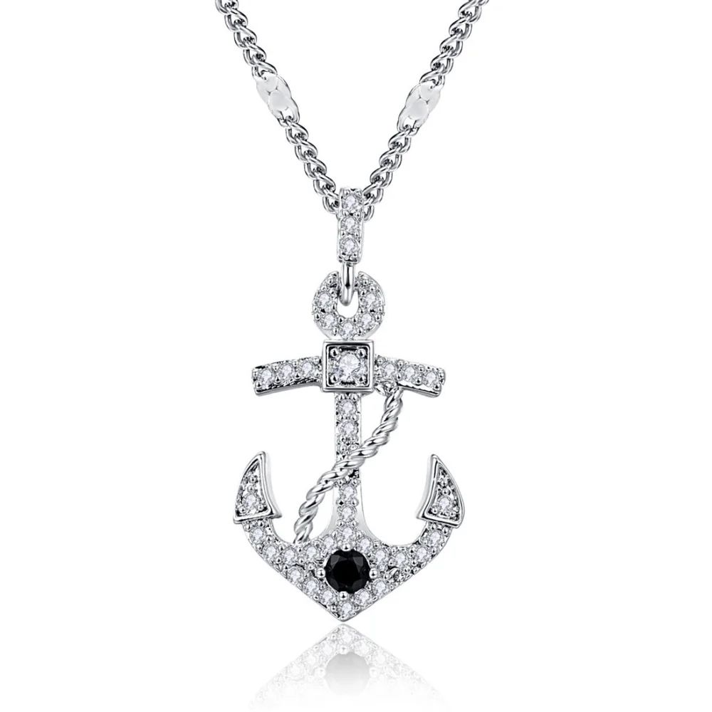 

New Fashion Ladies Crystal Anchor Necklace Set Crystal Pendant Long Flow Jewelry Ladies Gift