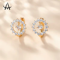 agsnilove dynamic pendant hoop earrings 18k gold plated inlaid zircon womens round earrings fashion jewelry for women