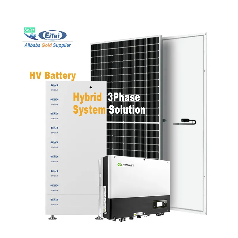 

EITAI Photovoltaic System 5kw 8kw 10kw 30kw 3phase 230v 380v Hybrid Solar System With High Voltage Lithium Battery