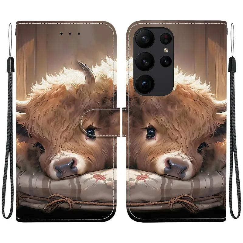 S23 FE Чехол с изображением животного Льва Панда Кожаный чехол для телефона Samsung Galaxy S23+ Ultra Plus S23FE 5G Кошелек-флип-чехол Защитные чехлы (art.: 3920d3bda445a) - 3920d3bda445a