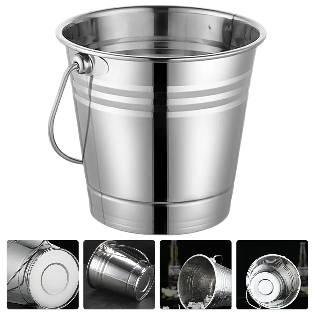 

Bucket Ice Container Pail Champagne Bar Can Water Beach Portable Household Steel Multi Function Buckets Accessory Compact