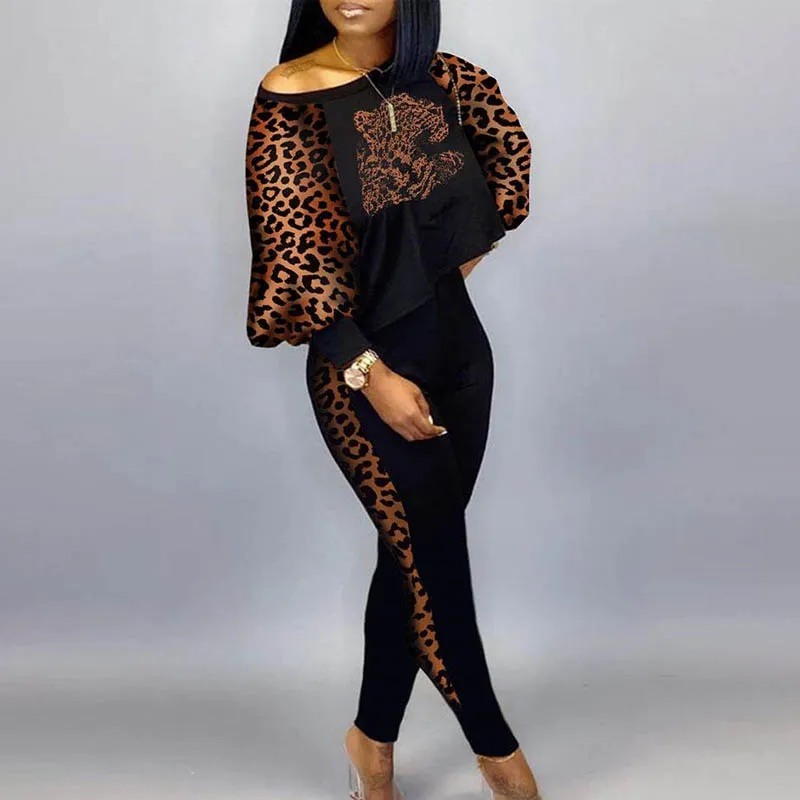 Женский спортивный костюм с принтом цепей весенний пуловер длинным