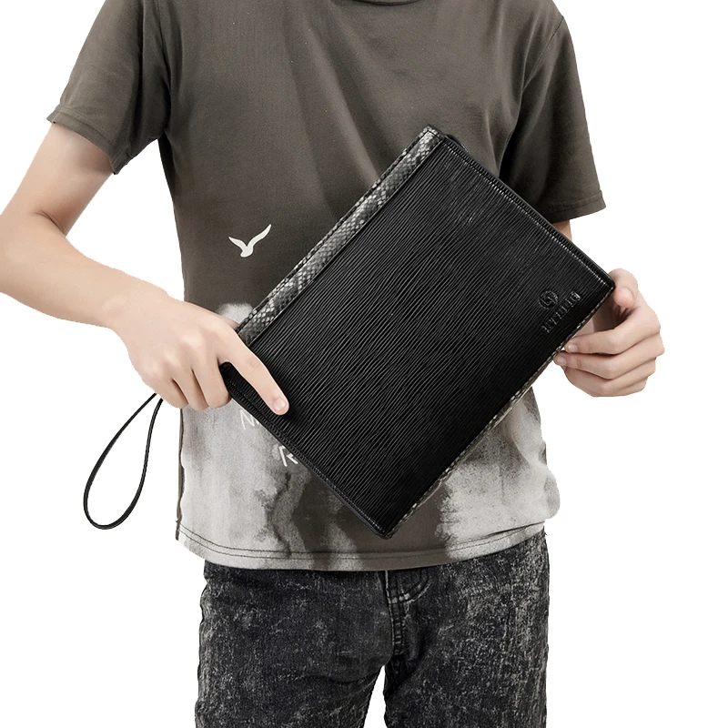 

New Men's Snakeskin Clutch Bag Luxury Brand Design Large Capacity Business Fashion Minimalist Casual Atmosphere Envelope Clip