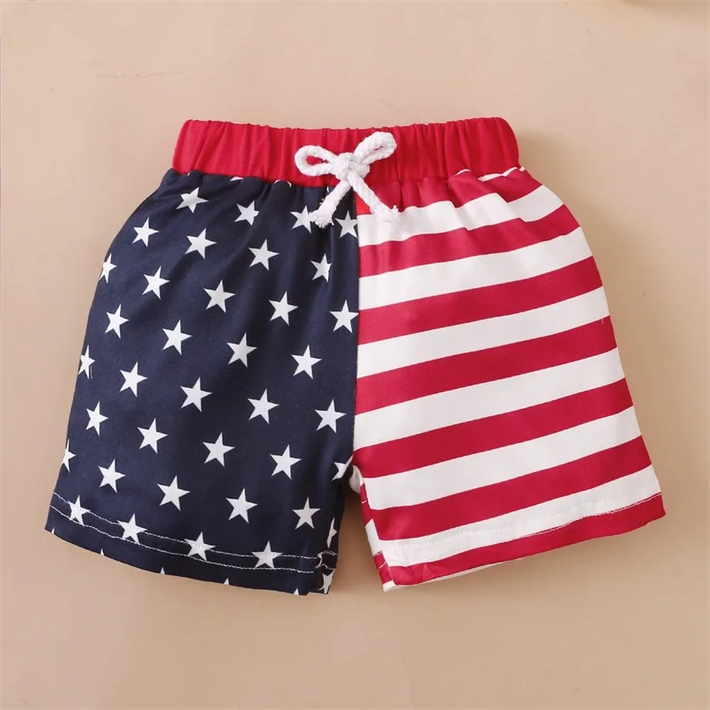 Summer Newborn Baby Girls Boys 4th of July Outfit American Flag Tee Shirt Short Pants Toddler Independence Day Clothes Set images - 6