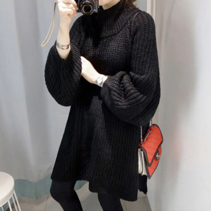 Осенне-зимний женский свитер суперпопулярное пальто с высоким воротником модный