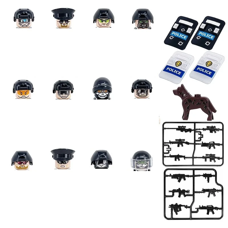 

MOC Modern Army Special Force Minifigs SWAT Soldiers Military Weapon Figures Army City Accessories Building Blocks Mini Toys Kid