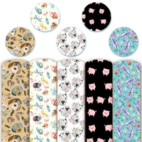 5pcs cartoon pattern faux leather sheets dog pig printed synthetic leather fabric for diy handmade earrrings hair bows crafts