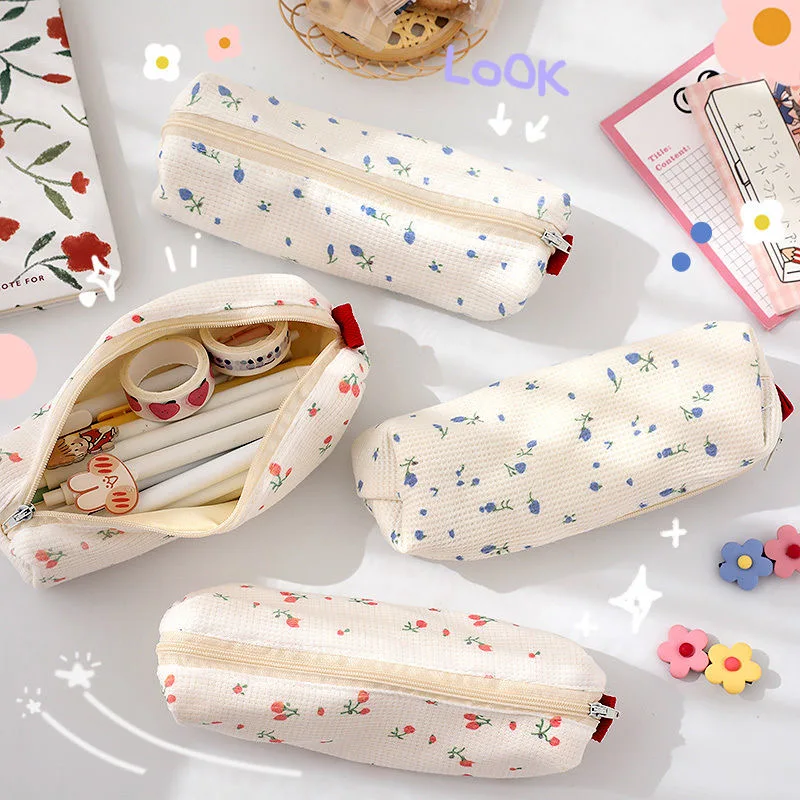 

Kawaii Floral Fresh Style Pencil Bag Small Flowers Pencil Cases Cute Simple Pen Bag Storage Bags School Supplies Stationery Gift