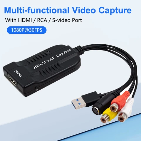 USB-Карта видеозахвата VHS к цифровому преобразователю HD/RCA/S-видео к USB 2,0 устройство записи аудио и видео для Hi8 DVD PS3 PS4