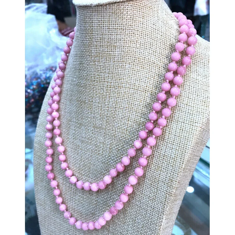 

Natural 6mm Pink Rhodochrosite Round Gemstone Beads Necklace 25-50“' AAA