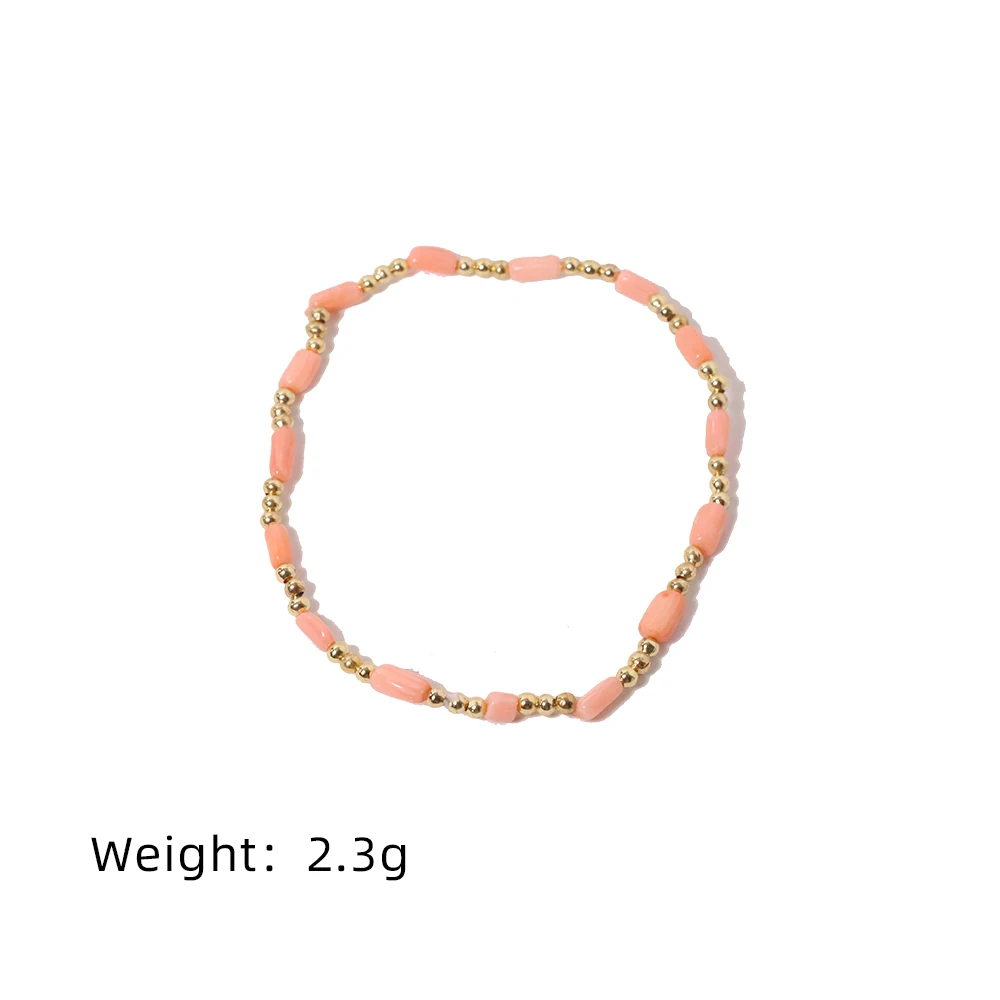 Красный коралловый камень золотые разделенные бусины эластичная веревка модные