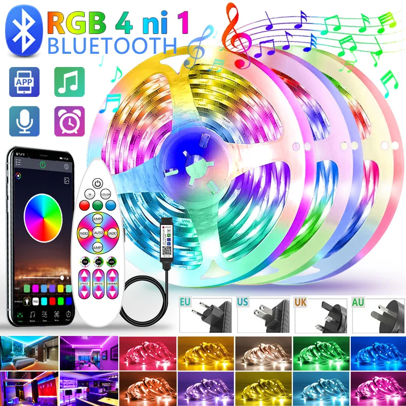 

Светодиодная лента RGBWW s RGB 5050 2835, светодиодсветильник лента с белым/теплым белым светом, гибкая светодиодная лента с управлением телефоном д...