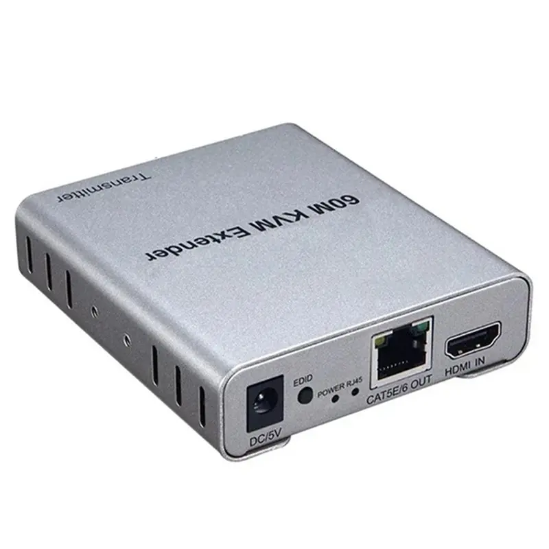 Фото DT21 KVM-удлинитель 60 м CAT5E/6 RJ45 USB с аудио и ИК-управлением 1080P, европейская вилка №1