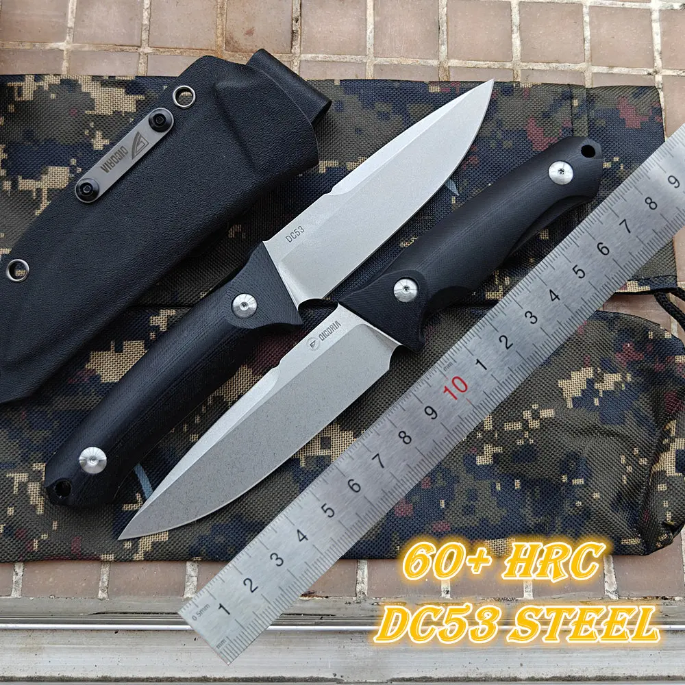 Нож DICORIA 2026 BlackGlory с фиксированным клинком из стали DC53 (60 HRC), рукоять G10, для кемпинга, туризма, активного отдыха, кухни, EDC, выживания (art.: 3920da4854cef) - 3920da4854cef