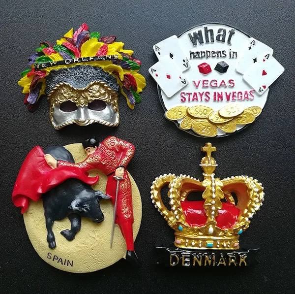 3D наклейки на холодильник NordicTourism New Orleans Las Vegas Denmark Spain