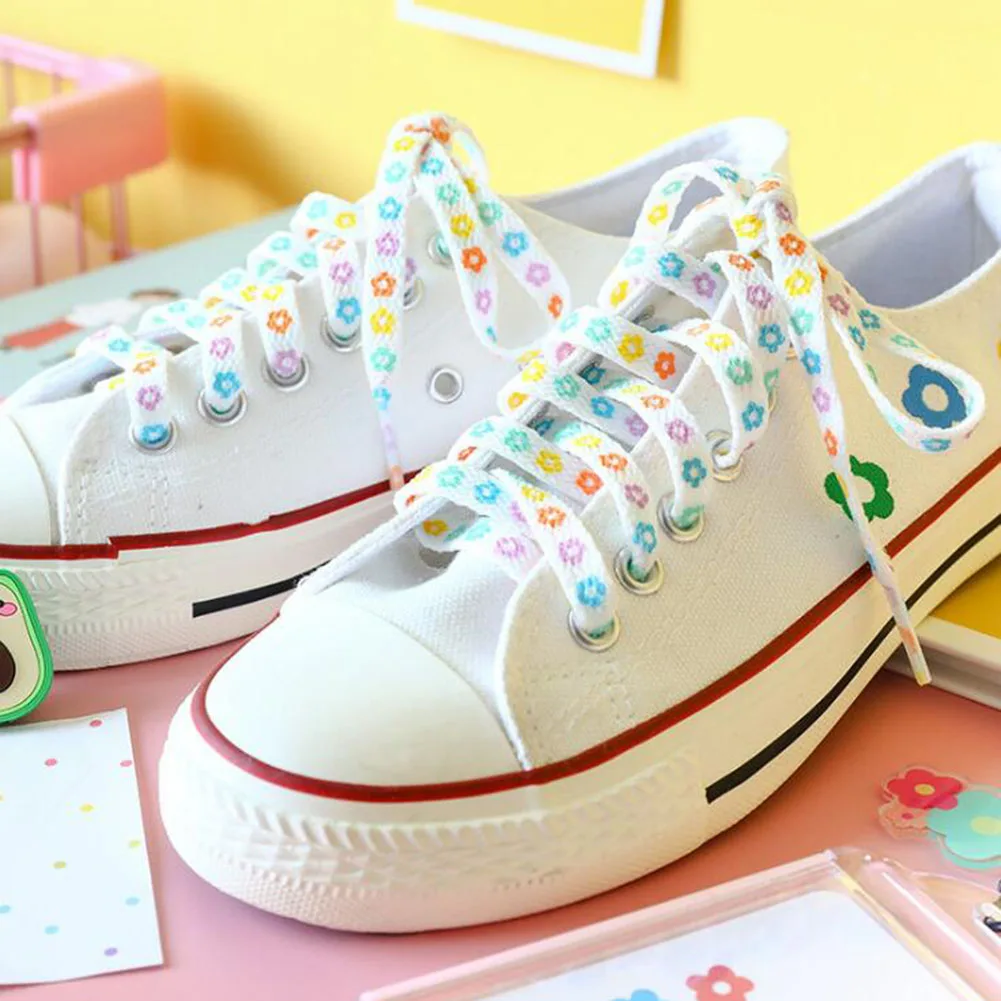 1 Pair New Sakura Shoelaces Flat Little Daisies Shoe Laces High-top Canvas Sneakers Shoelace Laces Shoe Strings Cute