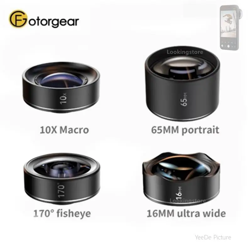 Набор анаморфных линз Fotorgear (10X/65 мм/16 мм/170 °) для iPhone 13 12 Mini Pro Max, широкоформатный видеорегистратор