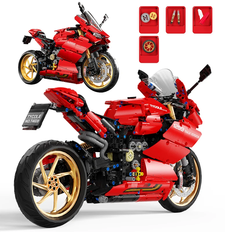 

Technical Famous Red Motorcycle 1:5 Moto Model Building Block Moc City Speed Motorbike Sets Assembly Toys For Boys Friends Gifts