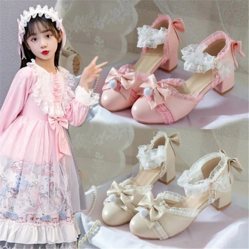 Girls Sandals Lolita Shoes Children's High Heels Little Girls Closed Toe  Shoes Children's Princess Shoes