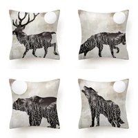 vintage animal linen pillowcase morty cute black pillows case for living room sofa office chair double bed cushions 45x45 50x50