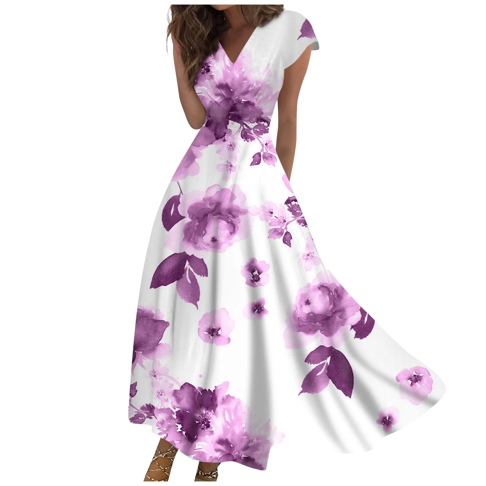 

Женское длинное платье макси, Повседневное платье, шифоновые платья, свободное платье, однотонное повседневное уличное платье для зрелых людей с оборками