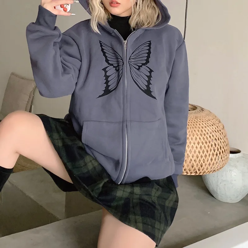 Женское весеннее пальто с длинным рукавом свободное тонкое принтом бабочки и