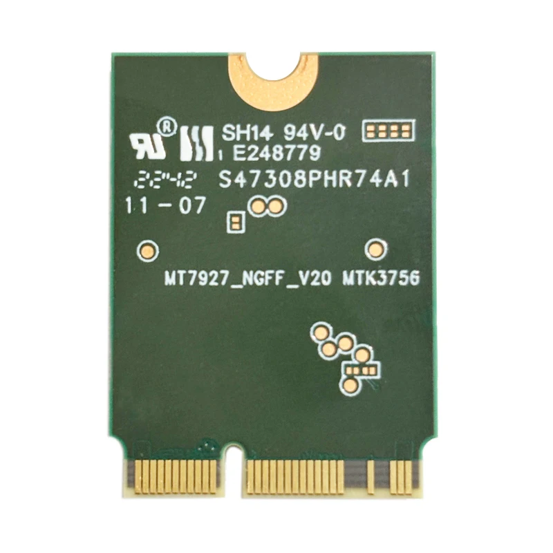 Фото 2026 MediaTek MT7927 Filogic 380 Wi‑Fi 7 802.11BE Трехдиапазонная карта Wi-Fi 2.4G/5G/6G 8774 Мбит/с Bluetooth 5.4 M.2 PCIe №3