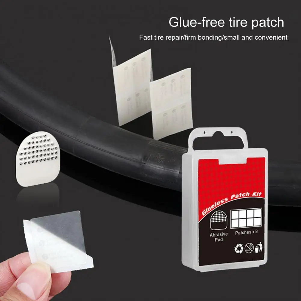 8Pcs Bike Tyre Patches Transparent Small Rubber Bonds Well Super Glue Layer Bicycle Puncture Box for Repair parches bicicleta