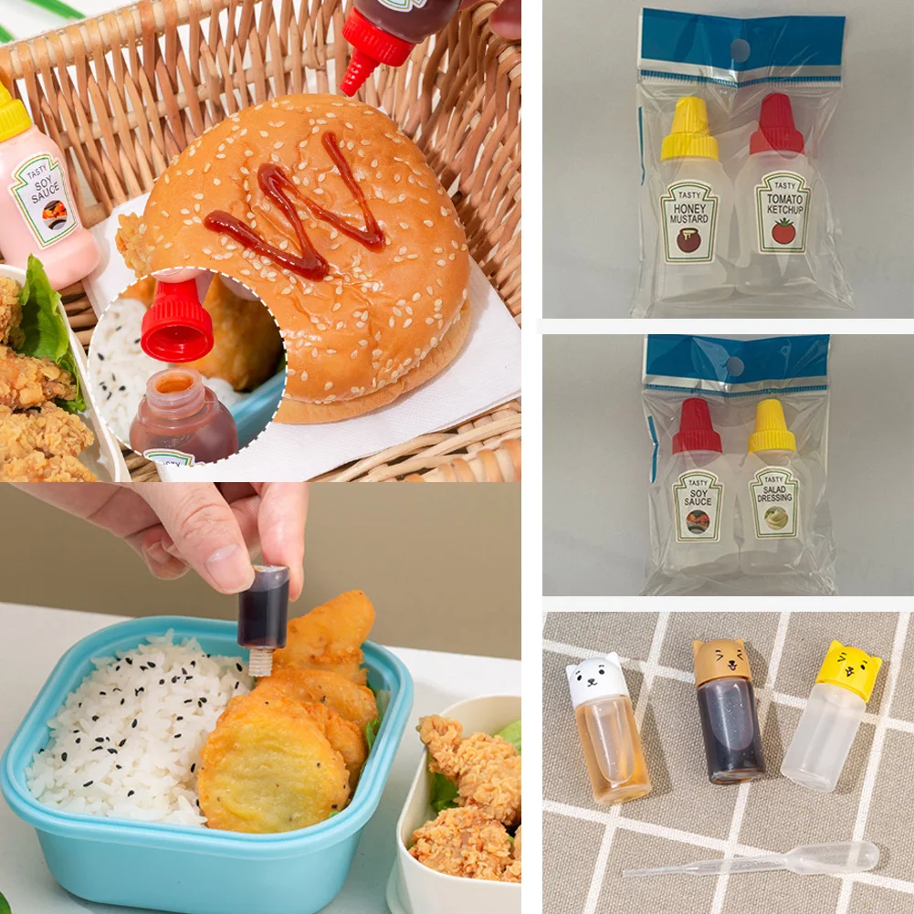 

2/3 Pcs Cute Mini Tomato Ketchup Bottle Portable Small Sauce Container Salad Dressing Pantry S For Bento Box 2022 New