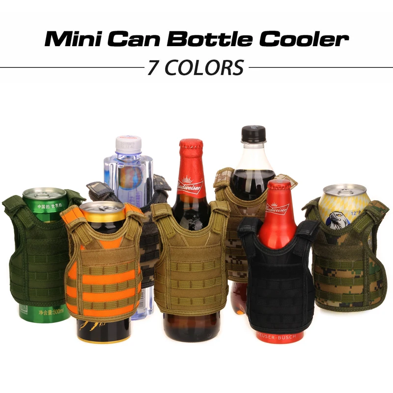 

Mini Molle Vest Tactical Beer Bottle Vest Cover Adjustable Shoulder Strap Outdoor Military Miniature Drink Beer Bottle Bags