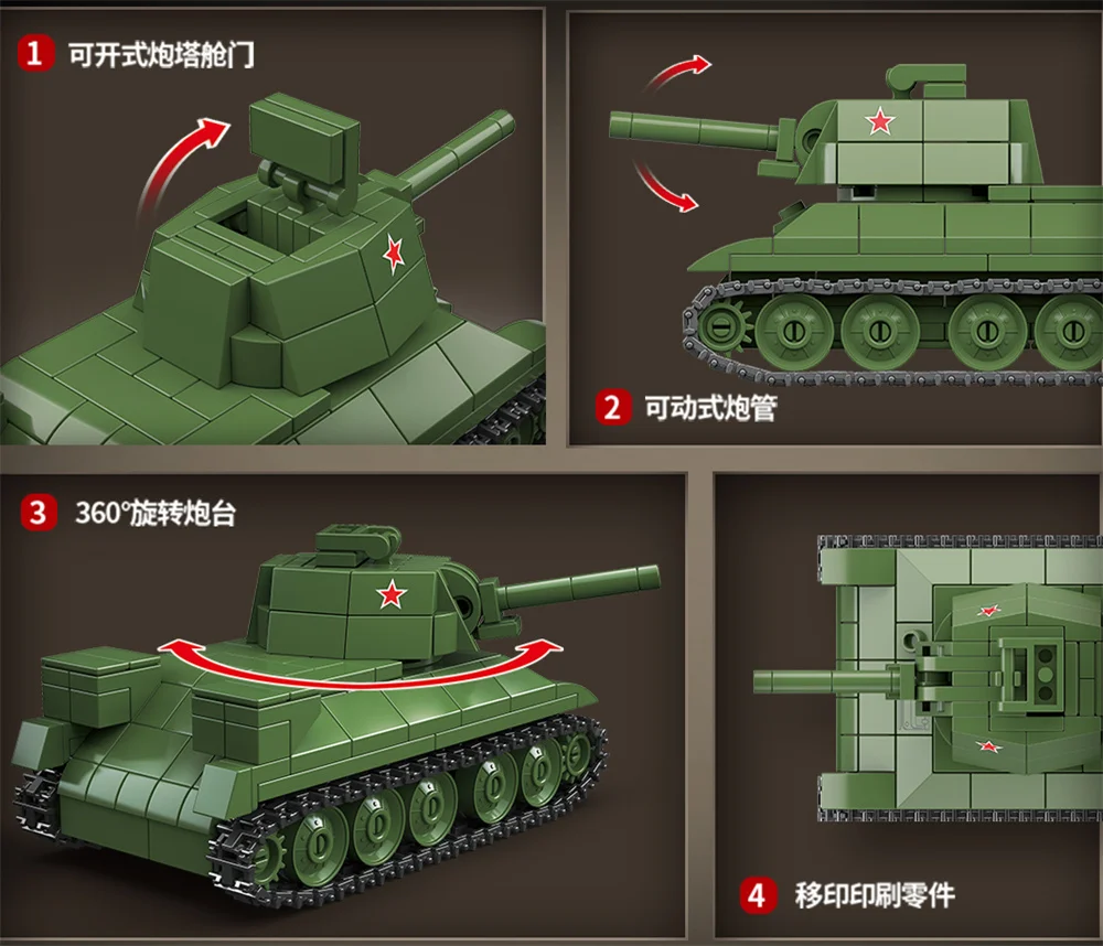Вторая Мировая Война Советский T34/76 Средний Танк Строительные Блоки Модель