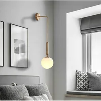 Nordic Milk White Cover Glass Wall Lamp Minimalist Iron Art Luminaire for Stair Aisle Bedroom Living Room Background Decor Light