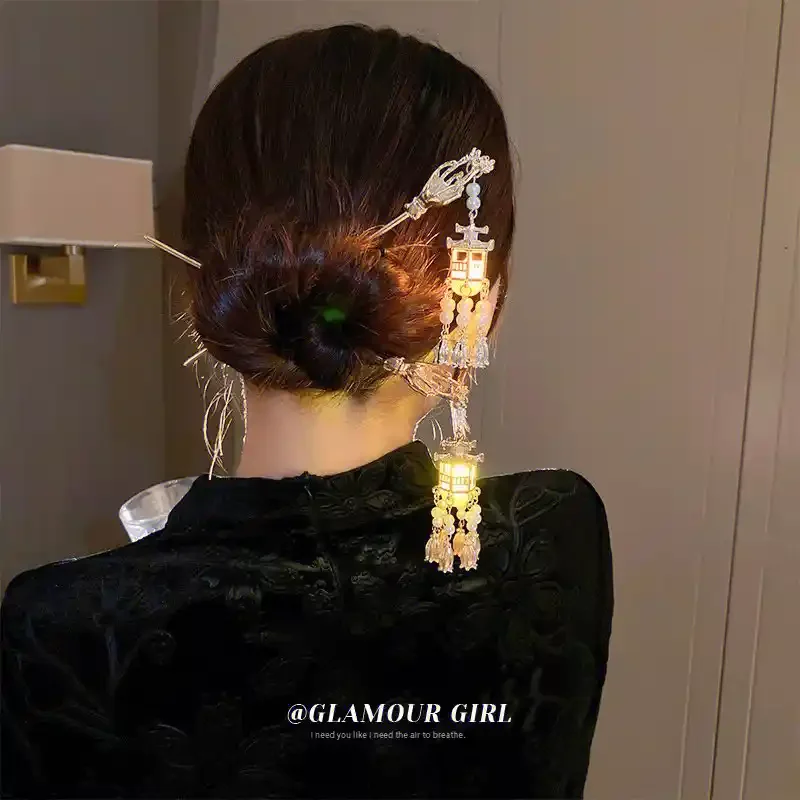 Китайский фонарь светодиодные палочки для волос светящиеся заколки девочек и