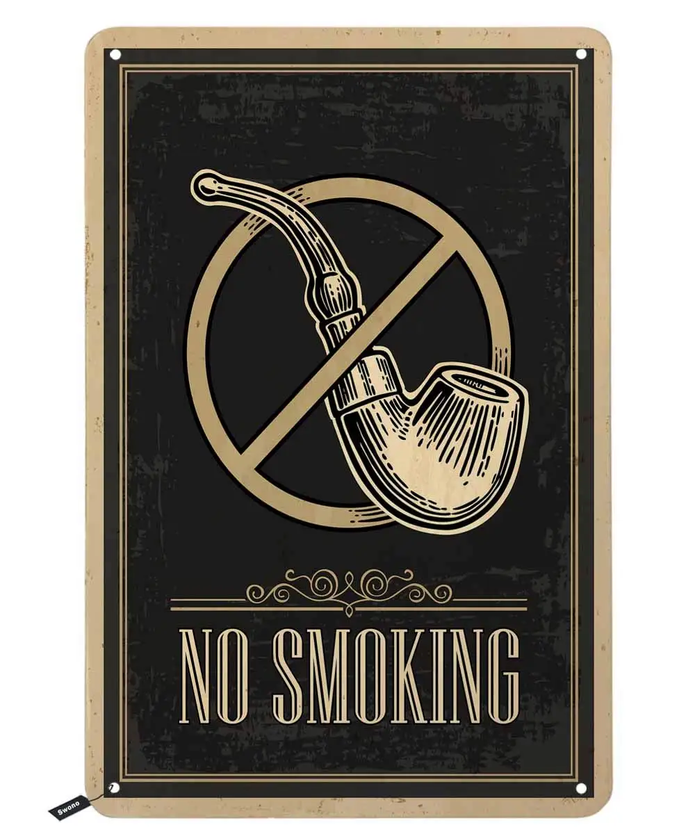 

No Smoking Tin Signs,Retro Poster Pipe on Dark Background Vintage Metal Tin Sign for Men Women,Wall Decor for Bar Restaurant Pub