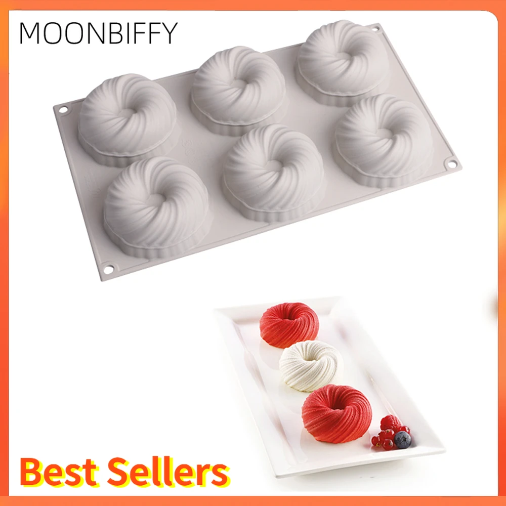 

6 Cavity Swirl Silicone Mold For Baking Dessert Mousse Silicone 3D Cake Mould Pastry Pan Cake Decoration Tools