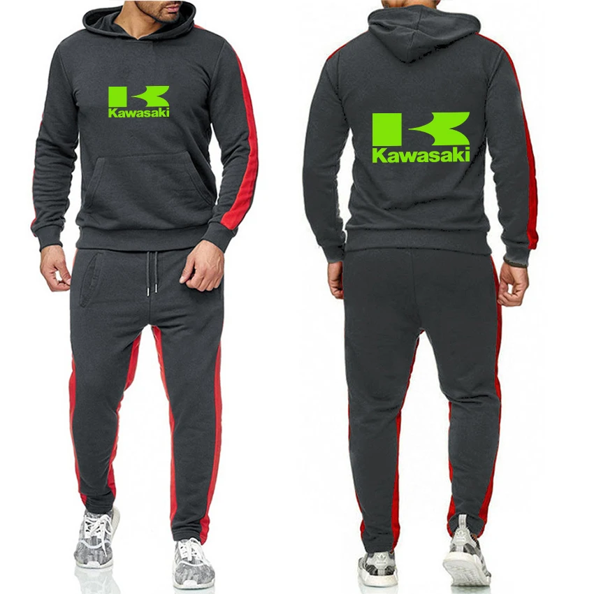 

Kawasaki Print New Spring Men's Sportswear Hoodie and Casual Sports Pants Fashion Trend 2-Piece Men's Sports Suit