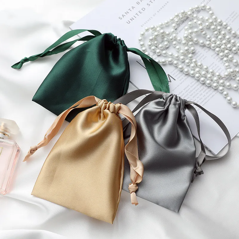 

Imitation Silk Jewelry Bag Packaging Pouches Drawstring Bags Candy Wedding Party Makeup Gift Pocket Wrapping Supplly