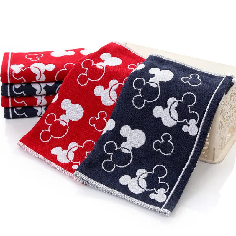 

Disney Cartoon Cotton Mickey Minnie Gauze Towel Wash Face Hand Towel Baby Boy Girl Children's handkerchief 25X50cm