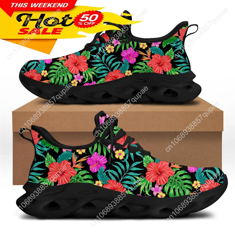 Тропические Гавайи гибискус кроссовки на плоской подошве с цветочным принтом
