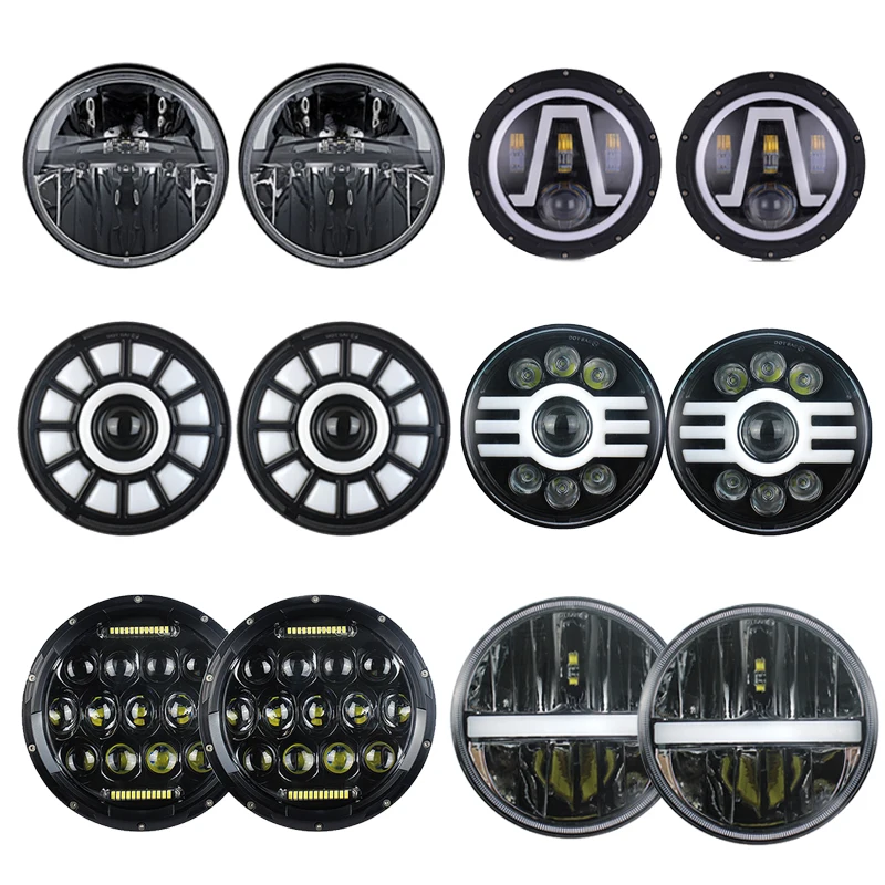 

2pcs/set Running Light 75W Car Led 7inch Car Accessories Angel Eyes H4 Led Headlight for Off-Road Suv Boat 4X4 Jeep Truck Cars