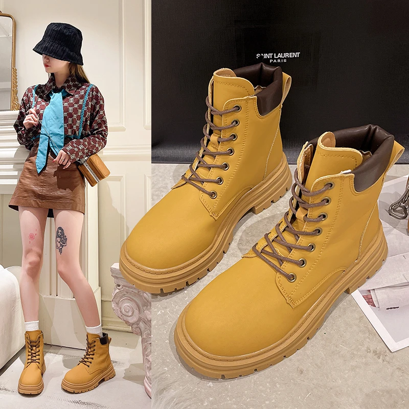 

Осень 2022, женские сапоги на толстом каблуке, красивые и тонкие мотоциклетные сапоги в британском стиле, сапоги, женская обувь