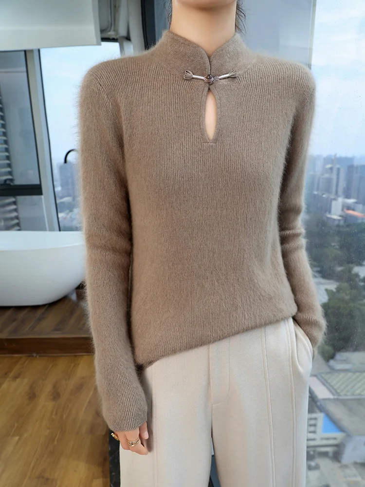 Новинка Осень-Зима Женская одежда 100% норковый кашемировый вязаный пуловер с