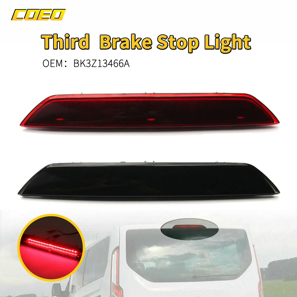 

Rear Central High Level Third Brake Light Lamp Replacement for Transit MK8 1899968 BK3Z13466A