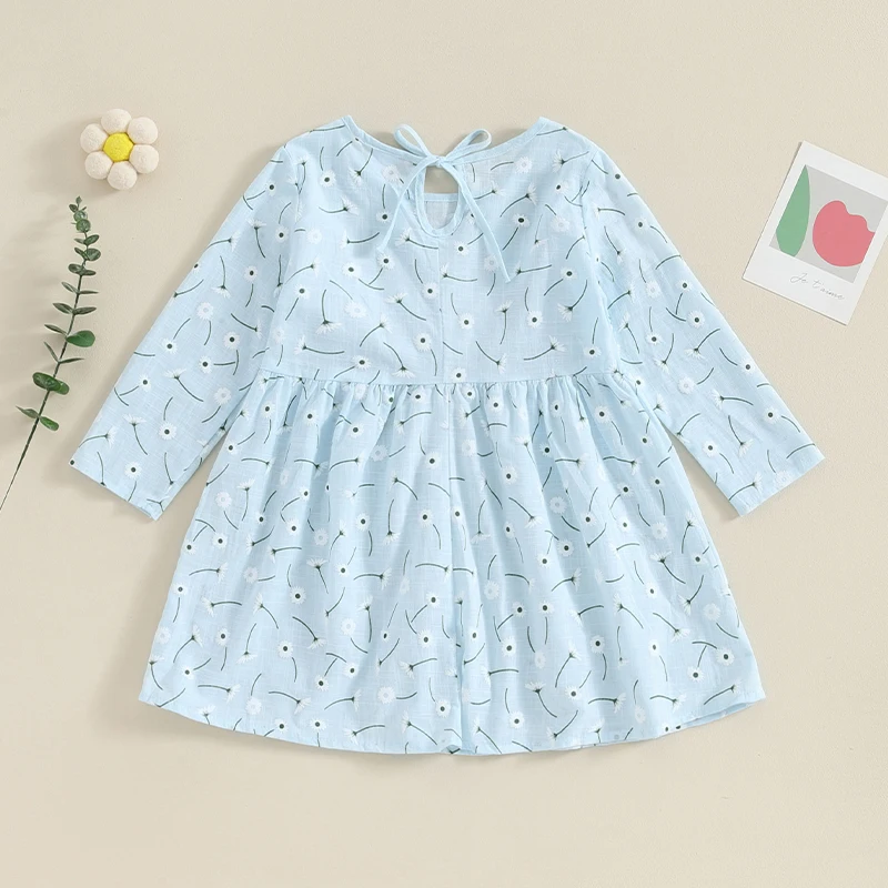 

Kid Girl Princess Dress Long Sleeve Sunflower Lemon Print Dress O-Neck A-line Floral Clothes Party Casual Dresses