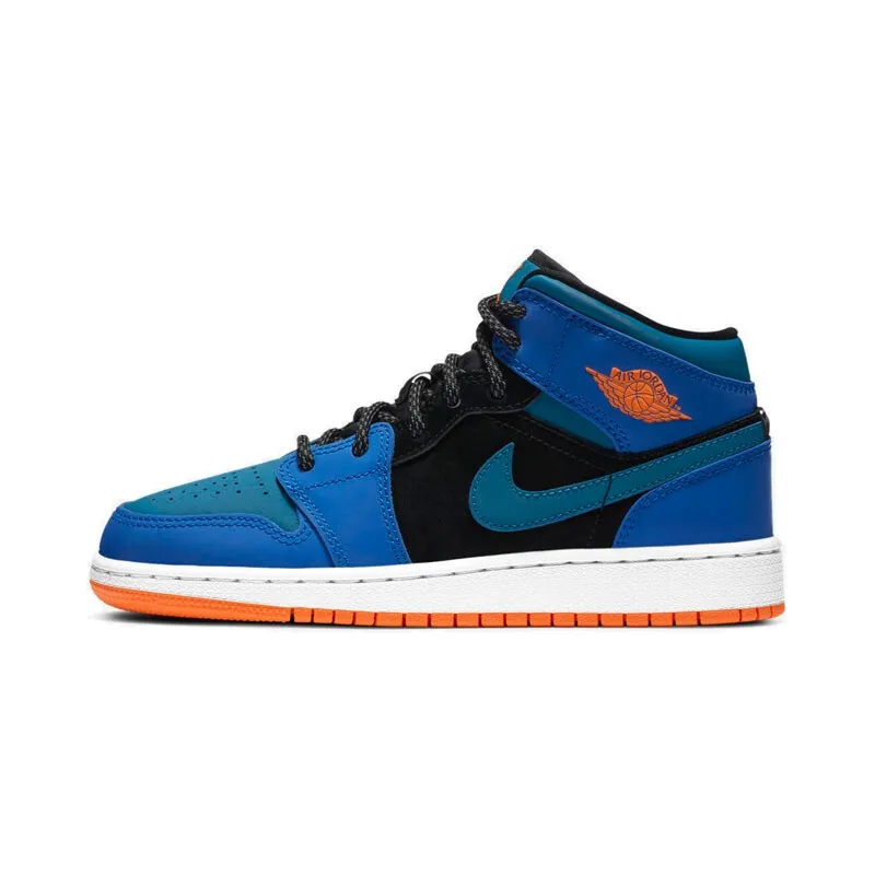

Nike Air Jordan1 AJ1 Blue Orange Mid-top Casual Sneakers Women's Shoes 554725-440 554725-440