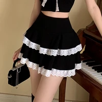 2021 women japanese gothic mini skirts harajuku lace ruffles high waist jk skirt lolita style girls sexy punk tiered skirt new